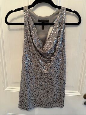 BCBGMaxAzria Gray Sequin Embellished Tank